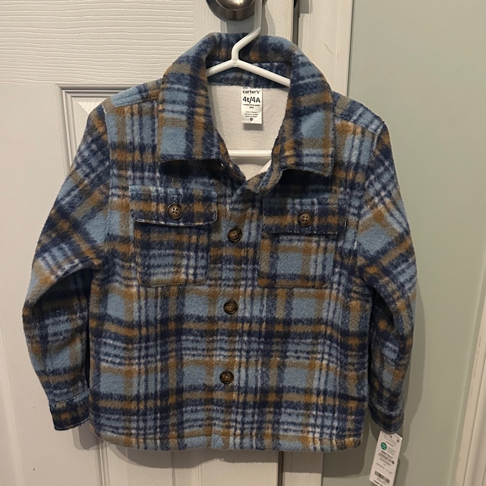Cat & Jack Blue and Brown Plaid Jean Jacket